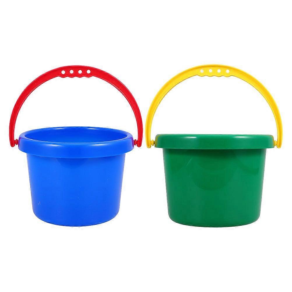 2pcs Beach Sand Bucket with Handle Portable Water Bucket Sand Playing Bucket