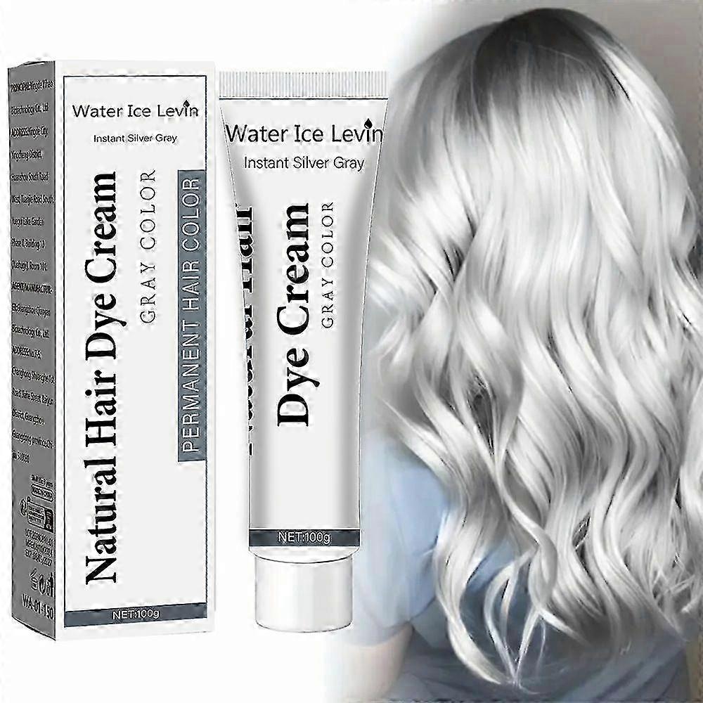 Silvergrå naturlig hårfärgskräm, unisex silverhårfärg, moderiktig långvarig, omedelbar silvergrå hårfärg för alla hårtyper
