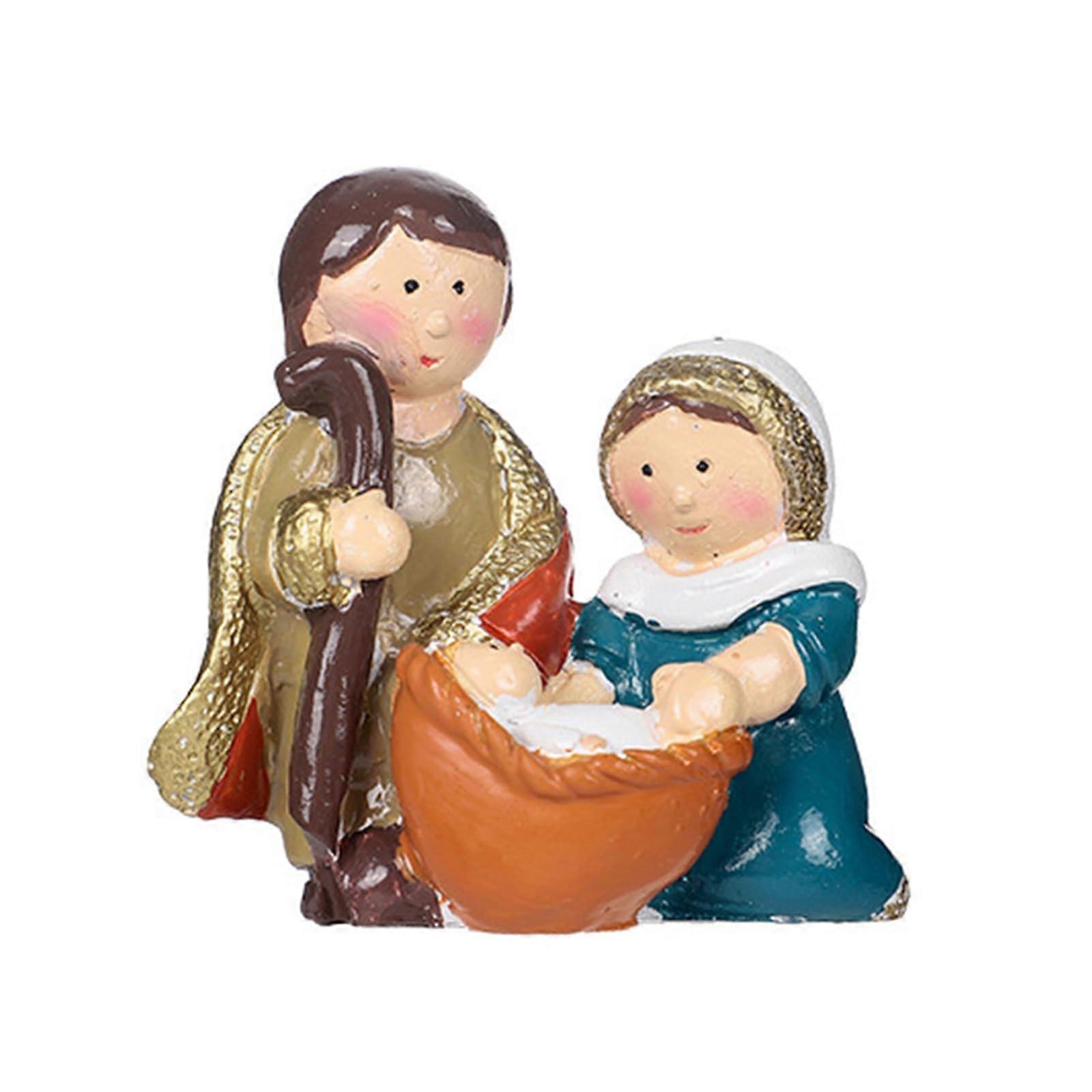 Vibrantly Color Resin Nativity Scene Figurine For Long Terms Exhibition In Homes Or Religious Event Decorations Multicolor