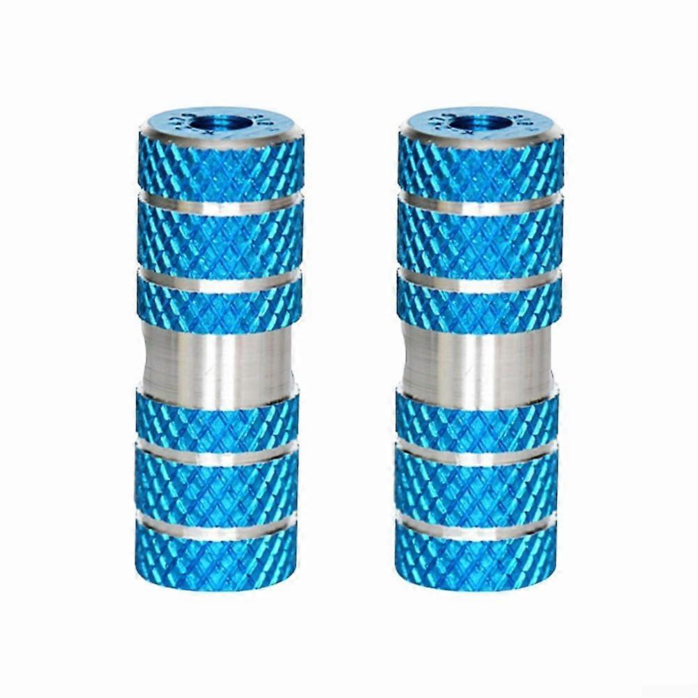 Solid Aluminum Alloy Bicycle Pegs For Mountain And Road Cycling 2 Pairs Anti Slip Blue