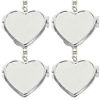 4Pcs Mini Heart Mirror Keyring Folding Metal Mirror Key Chain Pendant Ornament