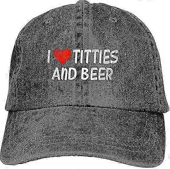 I Heart Titties And Beer - Love Funny Gag - Vintage Retro Style Trucker Cap Hat For Men And Women
