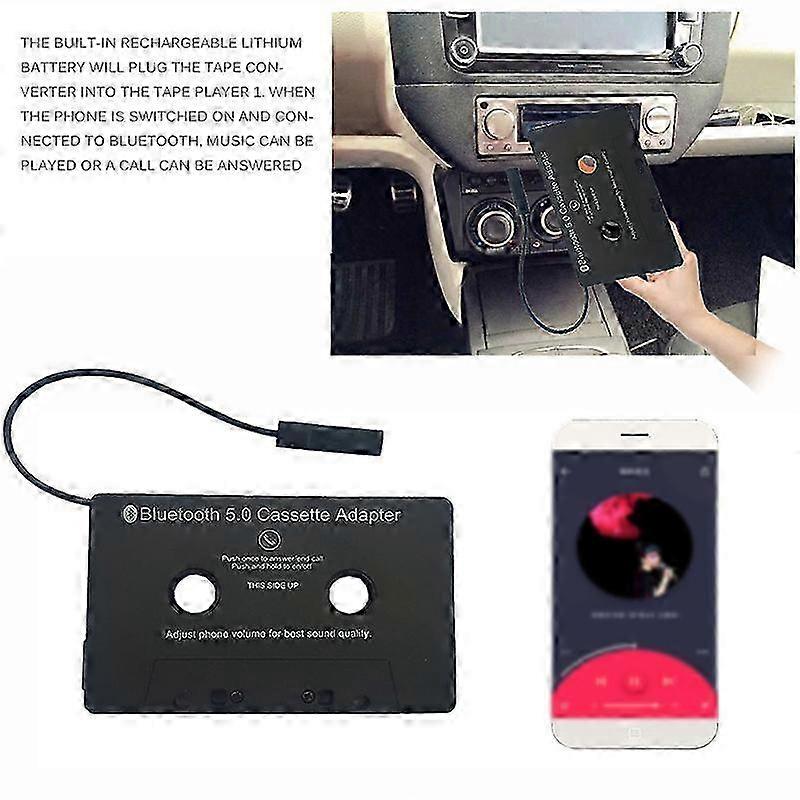 Bluetooth 5.0 Cassette Adapter - Bluetooth Audio Converter for Car, Mp3 Player Compatibility
