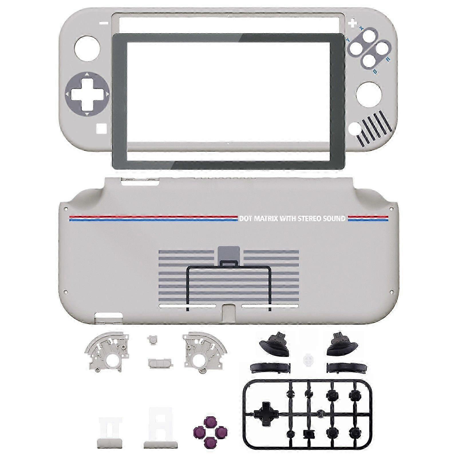 Classic Nes / Snes Style Replacement Shell Handheld Controller Housing Protector With Screen For Ns Switch Lite