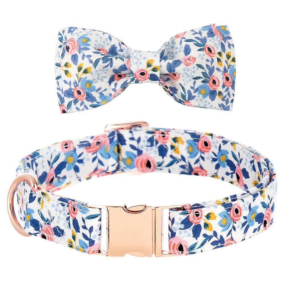 Dog Bow Tie Collar for Puppy Neckwear in Blue Cloth Suitable for Birthdays with Removable Bow 1Set