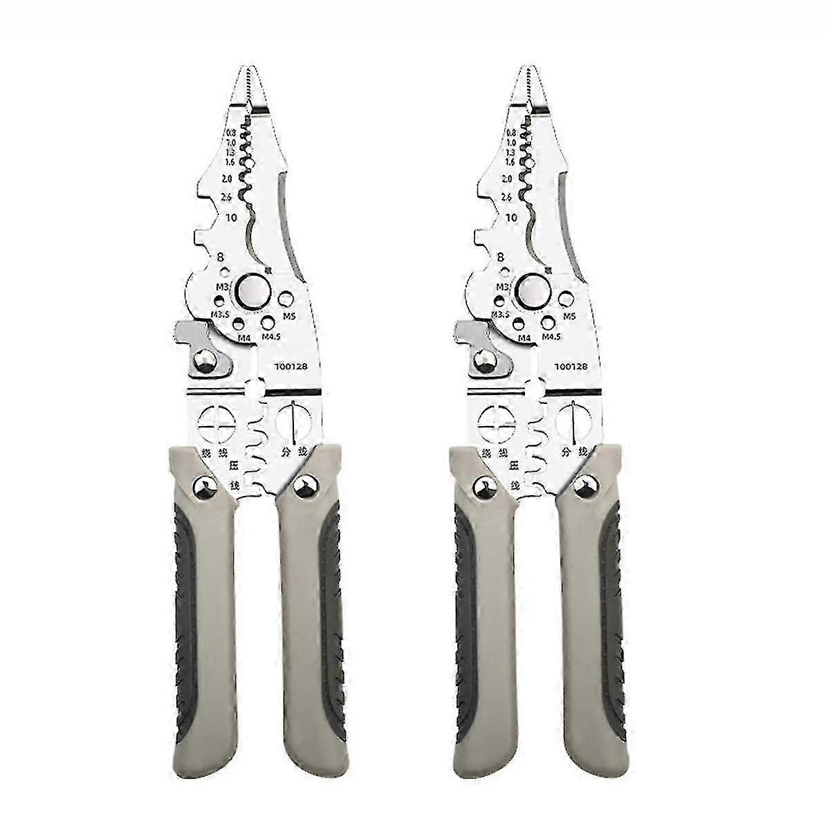 Multifunctional Wire Stripper Crimper Cable Cutter Pliers, Professional Electrical Wire Stripping Tool 2pcs