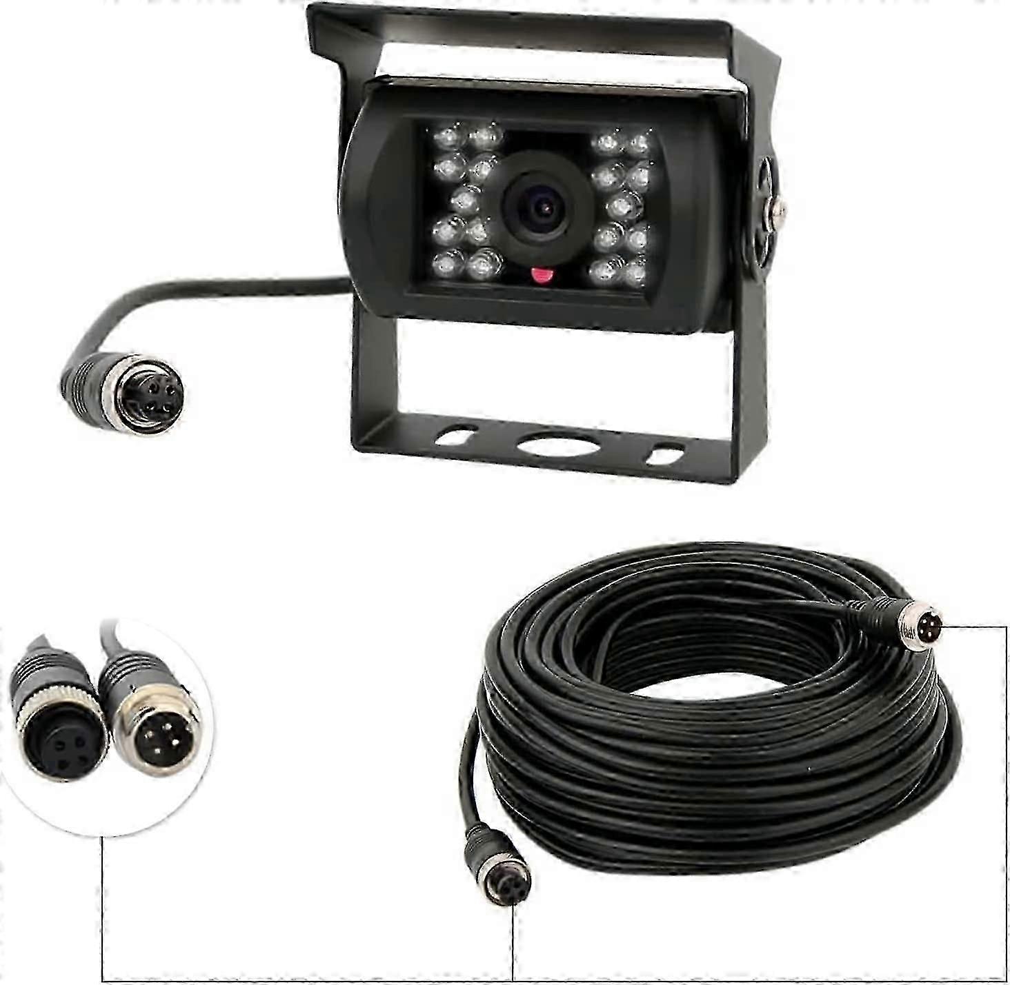 リアカメラ12V-24V 4ピン18 Ir Leds防水ナイトビジョン4ピンケーブル車/バス/トラック/トレーラー/キャラバン/キャンピングカー用