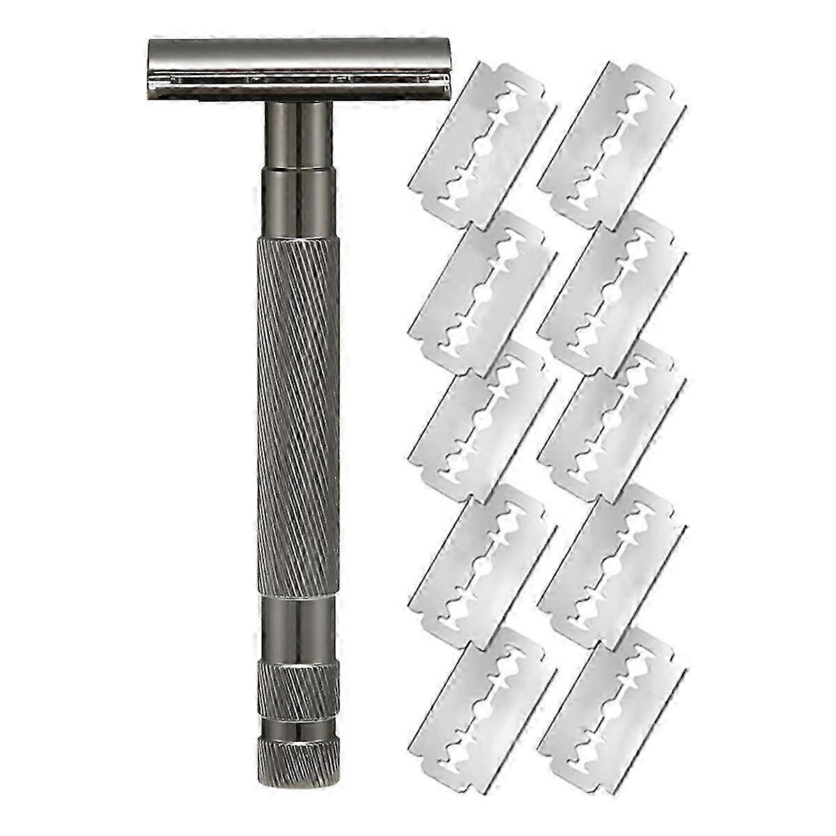 Durable Replaceable Reusable Safety Razors with Stainless Steel Double-Sided Blade,B