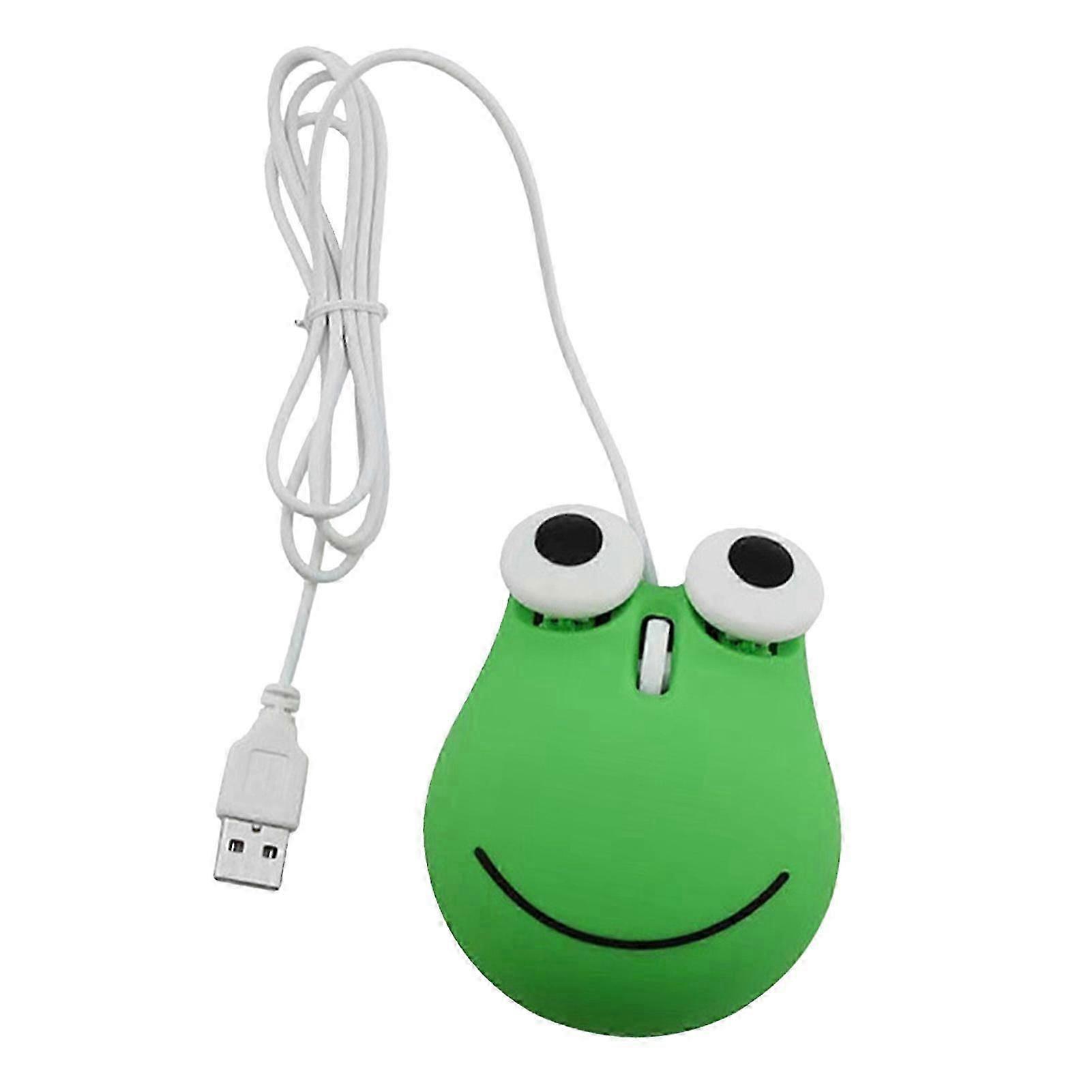 USB Wired Cute Mouse compatible with Kids Ergonomic Design Animal Green Frog Shape Corded Computer Mouse compatible with Laptop PC