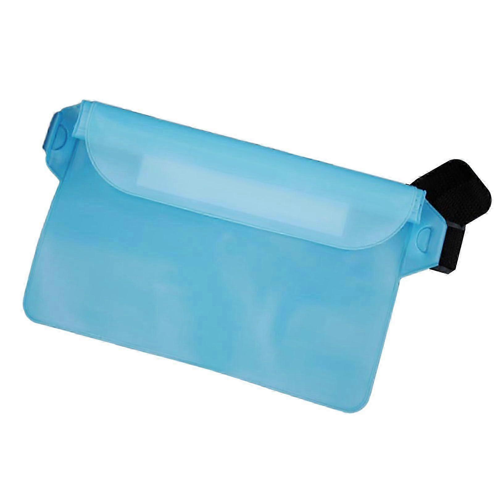 Waterproof Waist Bag, Adjustable PVC Belt, Stylish Dry Pouch for Swimming (Light Blue)