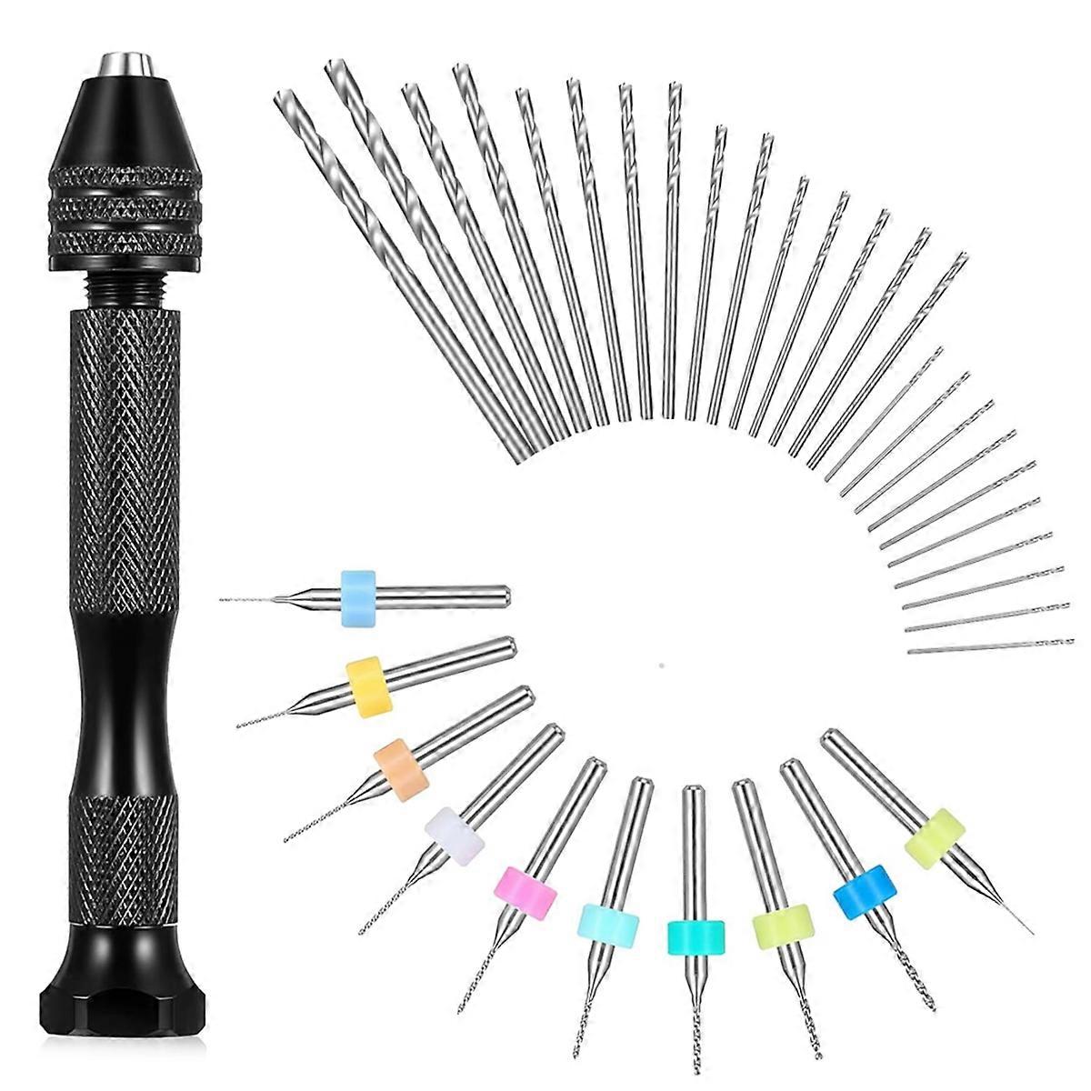 36Pcs Hand Drill Bits Set Metal Pin Vise with Small Drill Bits PCB