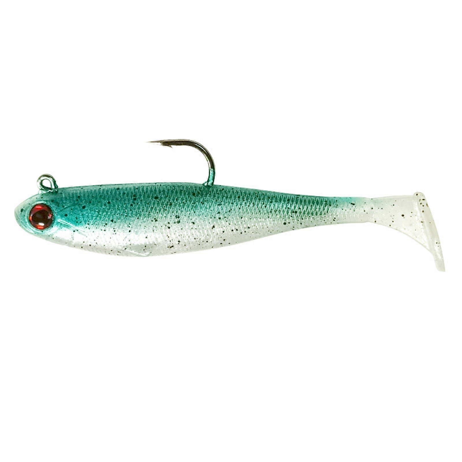 Sinking Baits For Trout 4-Inch Green Back and White Pre-Rigged Soft Paddle Tail Swimbait Fishing Lure Tackle