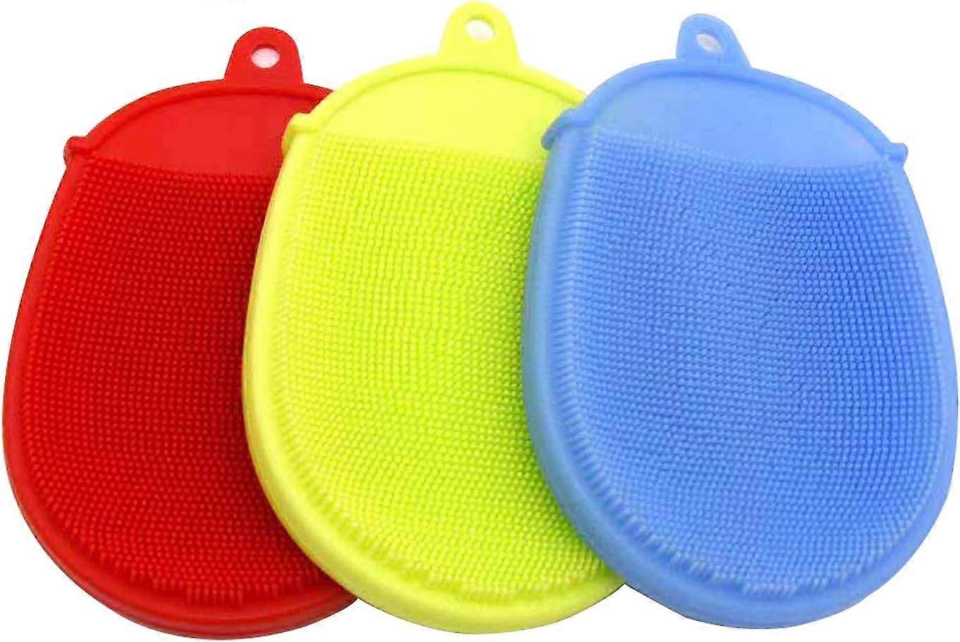 3Pcs Silicone Sponge Kitchen Household Multifunctional Silicone Dish Sponge Reusable