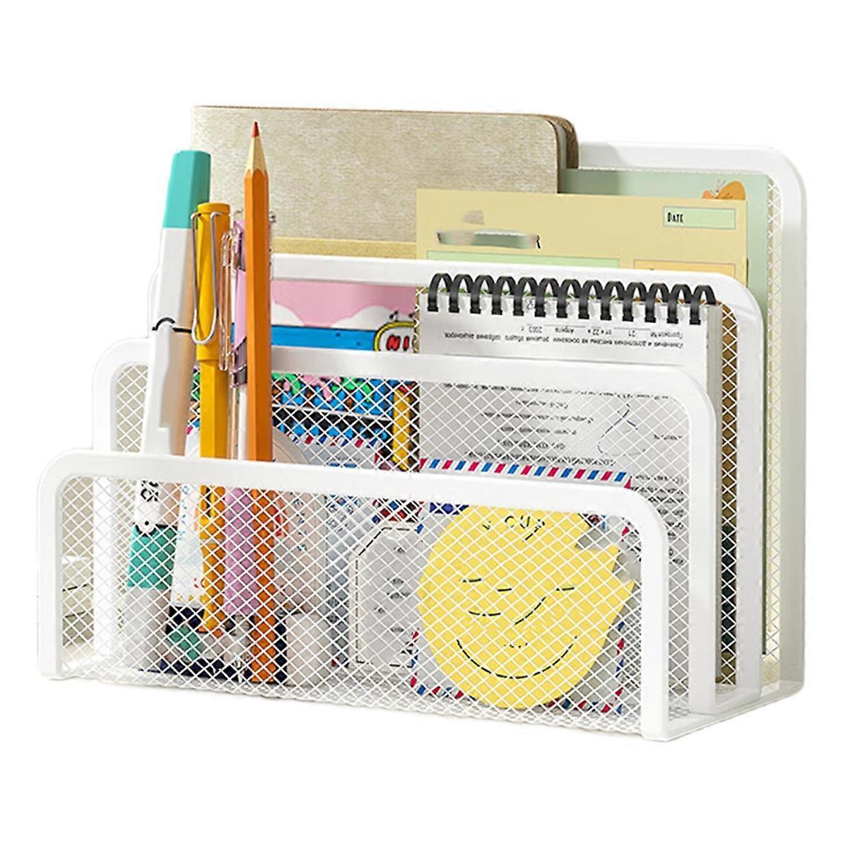 Desk Mail Organizer Small File Holders Letter Organizer Metal Mesh Document/Filing/Folders/Paper Organizer for Desktop B