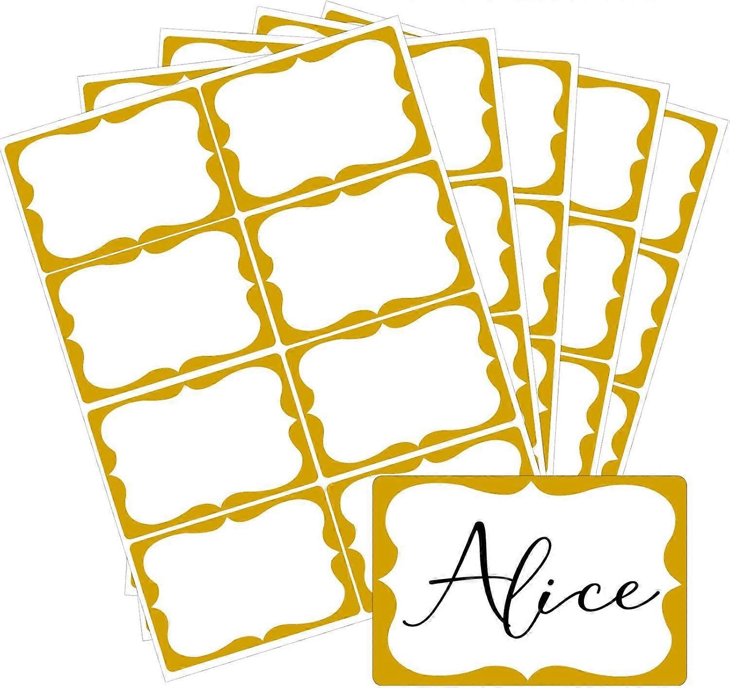 Gold Name Tags,2"x 3" Name Tag Stickers with Gold Border 200 Pcs Adhesive Name Tags Sticker Name Badges Labels for School, Office, Home, Party, Confer