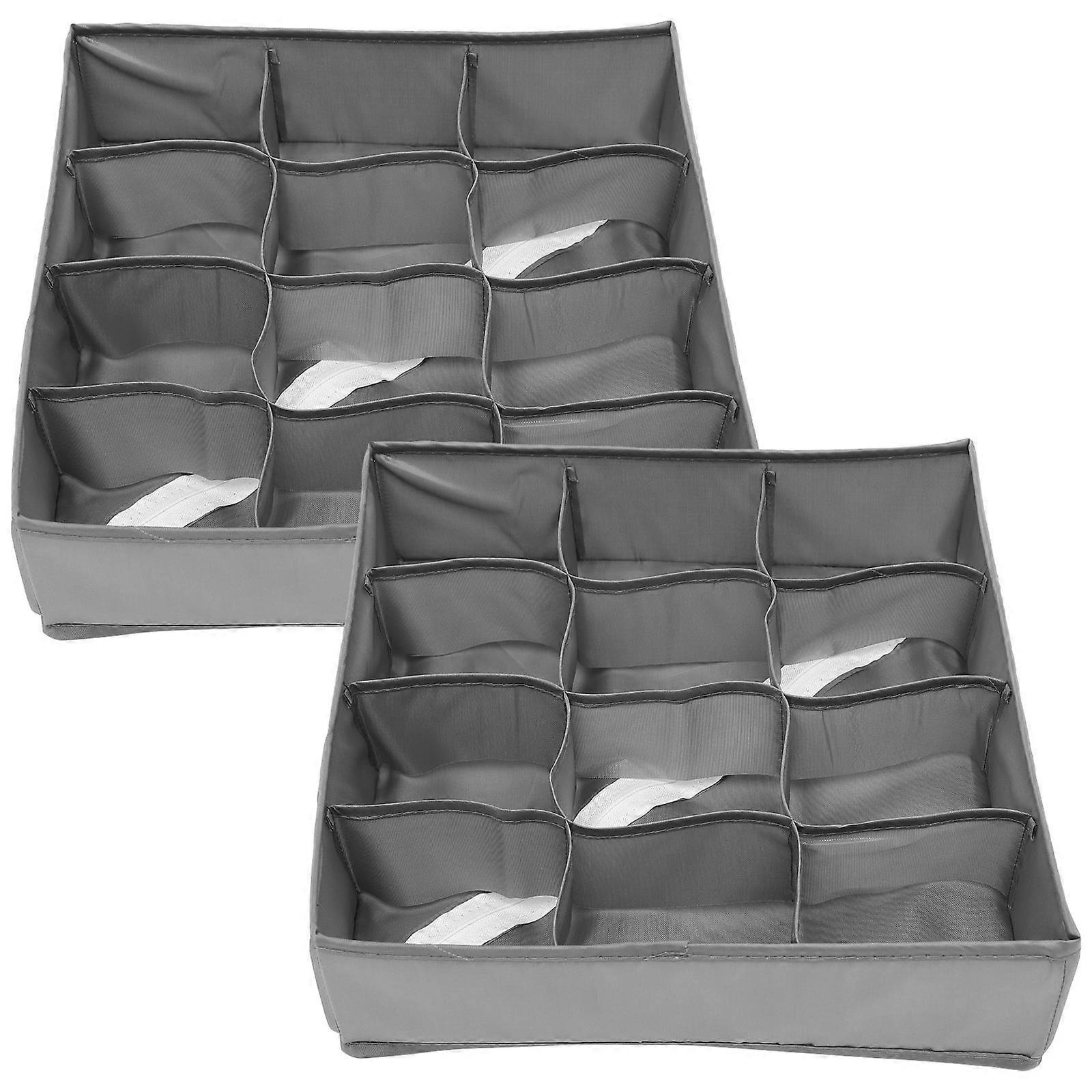 Underwear Organizer for Dresser Drawers Made of Polyester Dark Grey for Home Use 2Pcs
