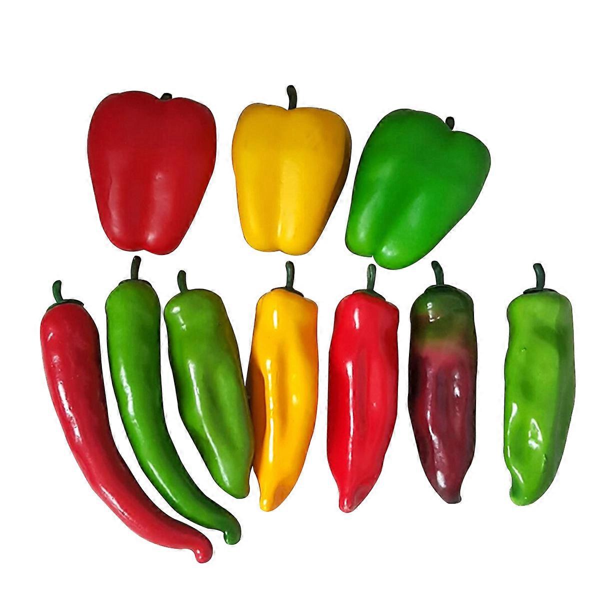 Artificial Chilli Simulation Decoration for Showcase with 10Pcs Mixed Color Ornaments