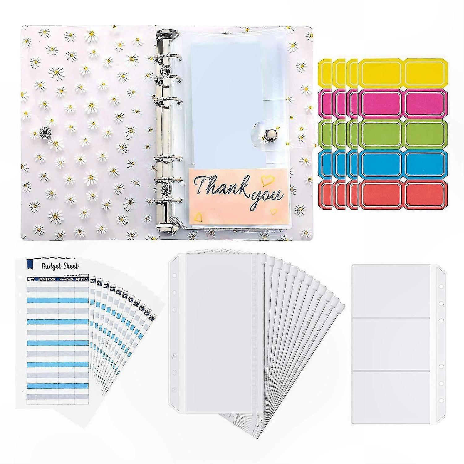 Pvc A6 Notebook Cover with Planner, Budget Sheets, Pockets, and Labels