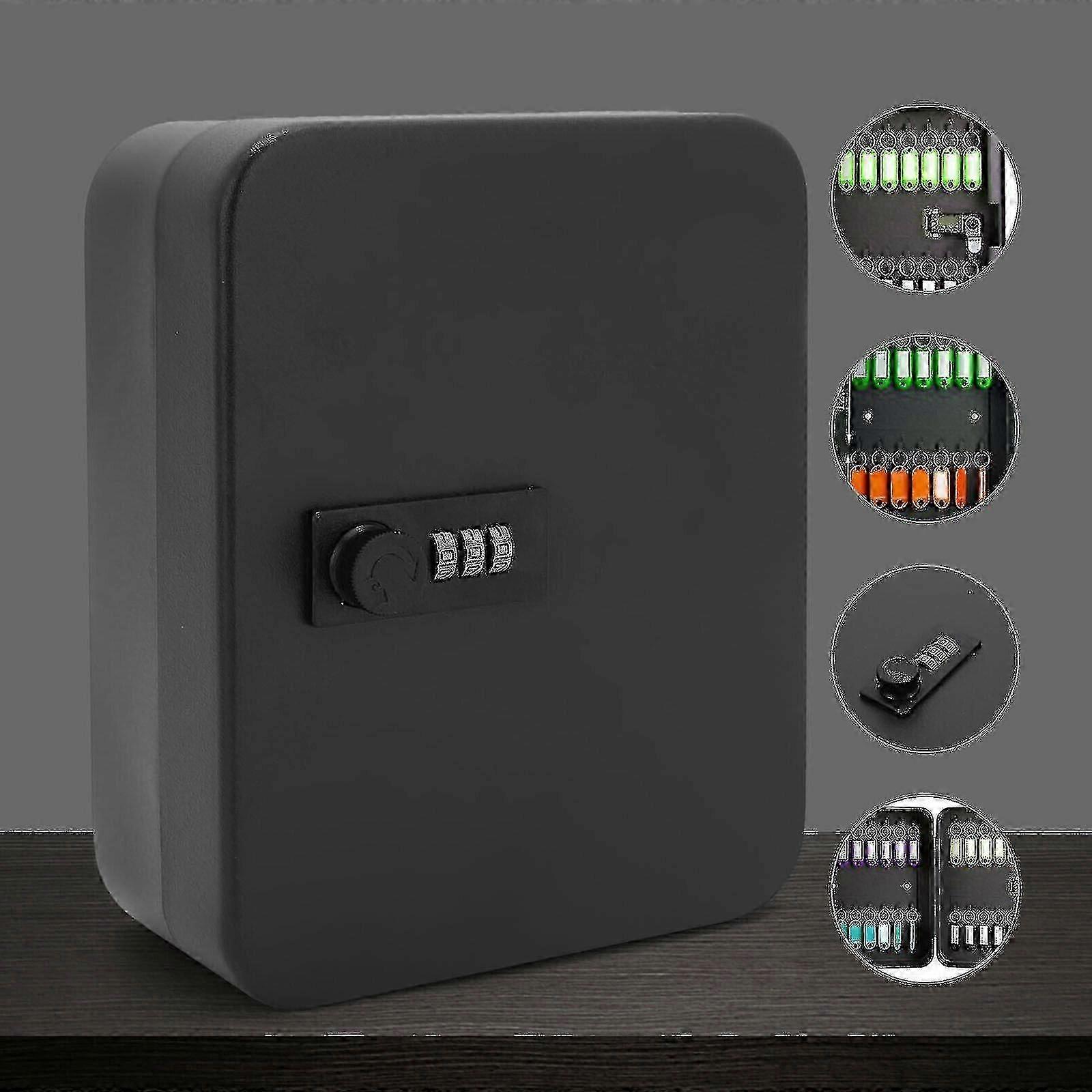 Combination Lock Metal Key Storage Cabinet Wall Mounted Lockable Safe Box 20 Tag