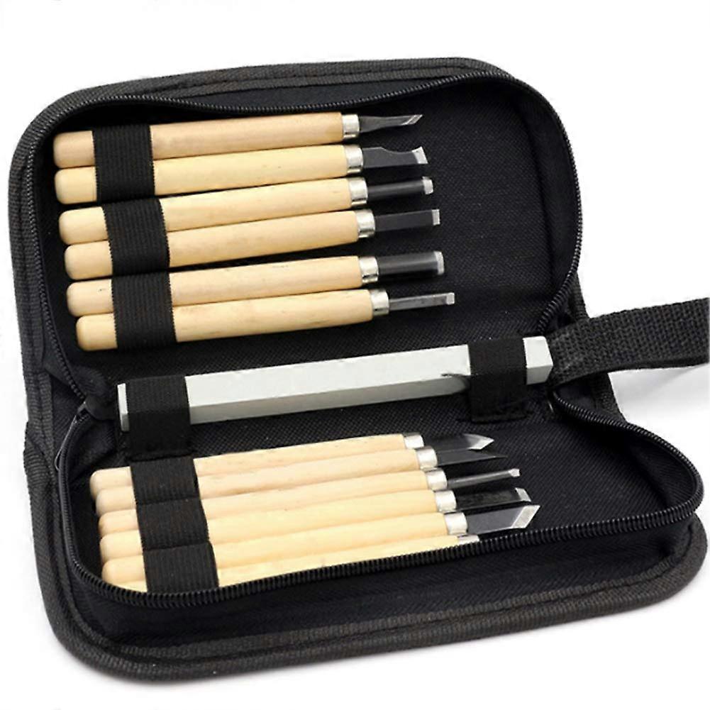 Chisels 12Piece Wood Carving Chisel Set With Wood Handle Whetstones And Storage Case
