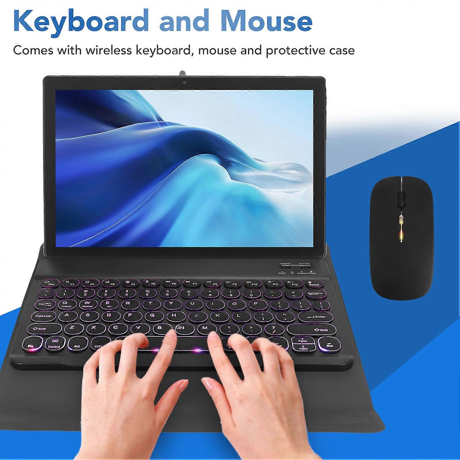 Tablette 10,1 pouces Octa Core, 12 Go de RAM, 256 Go de ROM, 4G LTE, 5G, Wi-Fi, clavier et souris RGB pour Android 11