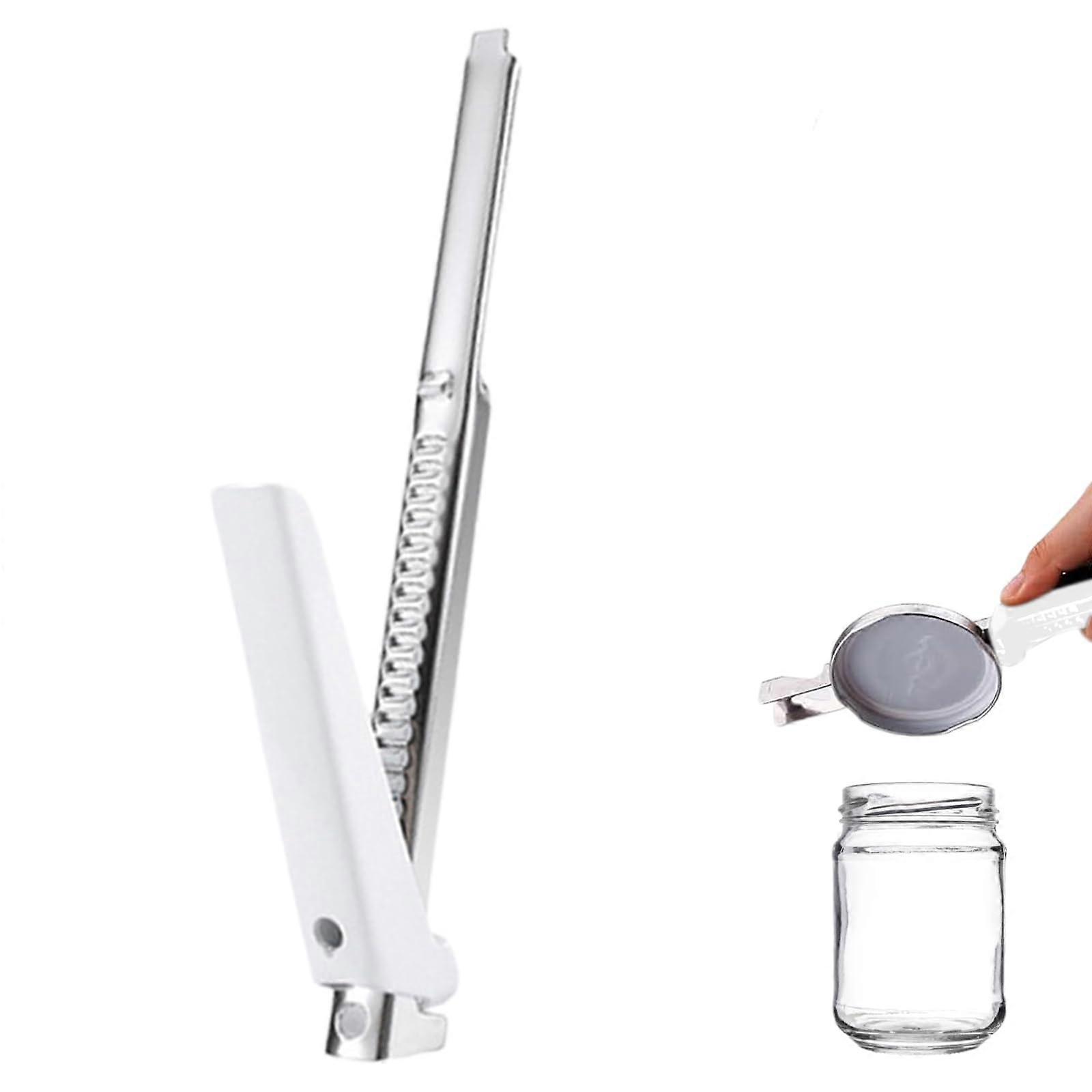 Arthritis Jar Opener Effortless NonSlip Stainless Steel With Adjustable Handle Lid Opener For Weak Hands Seniors White