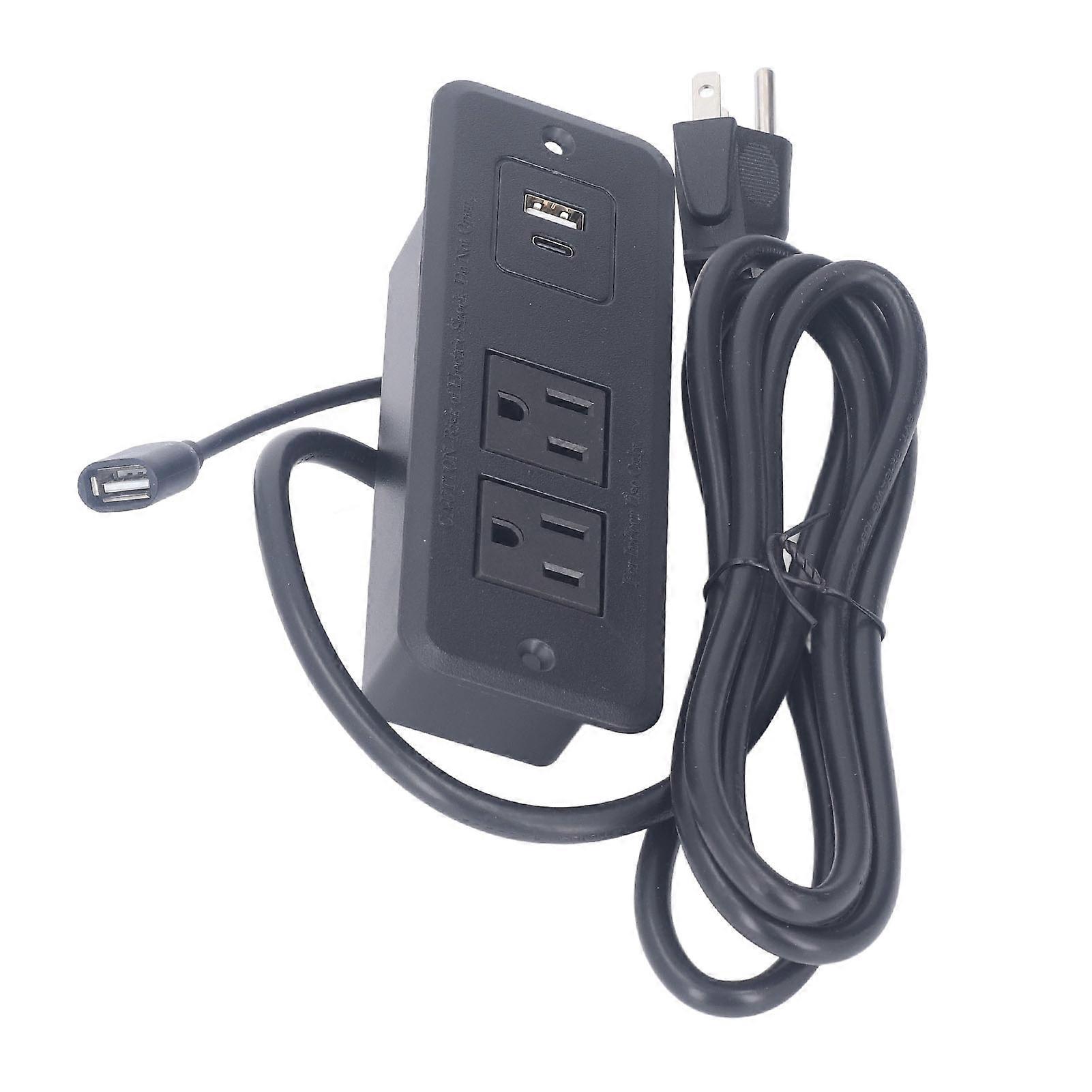 Recessed Power Strip with USB Type-C PD 20W Fast Charge 13x4.5cm