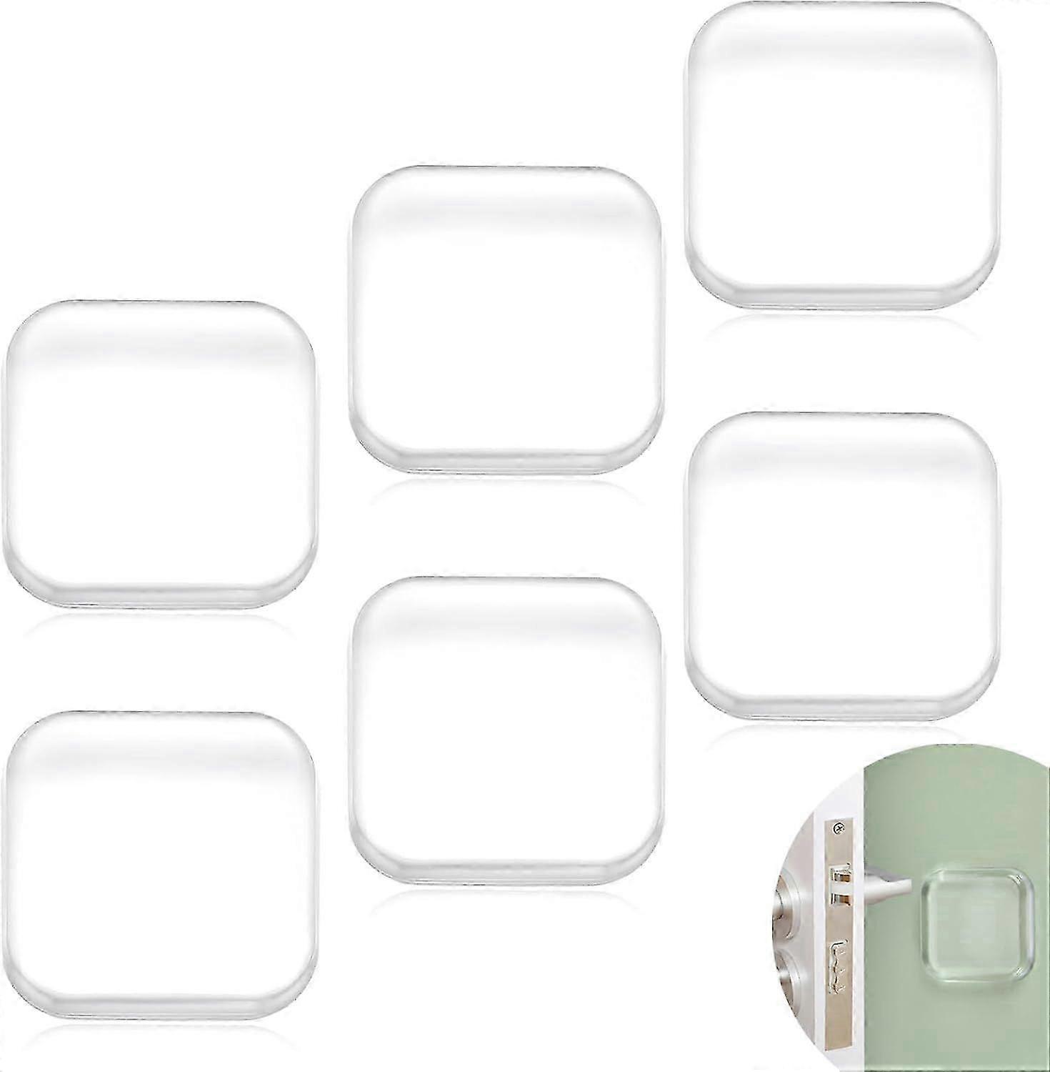 6pcs Door Stopper Wall Protector, Self Adhesive Transparent Bumper Guard, Washable Reusable Shock Absorbent for Door Knobs