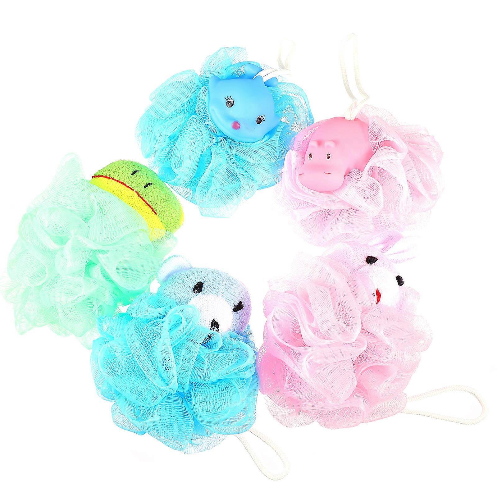 Children Shower Ball Bathing Ball for Bath 5Pcs Assorted Color Puff