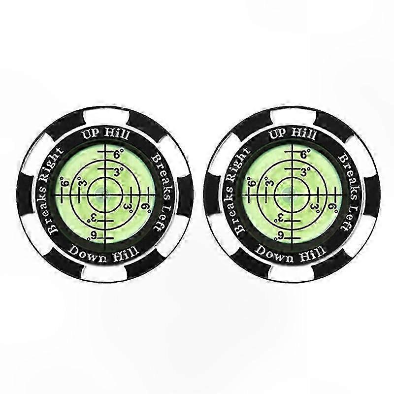 2-Pack Precision Golf Ball Markers with Portable Green Reader and Clip for Accurate Putting Practice