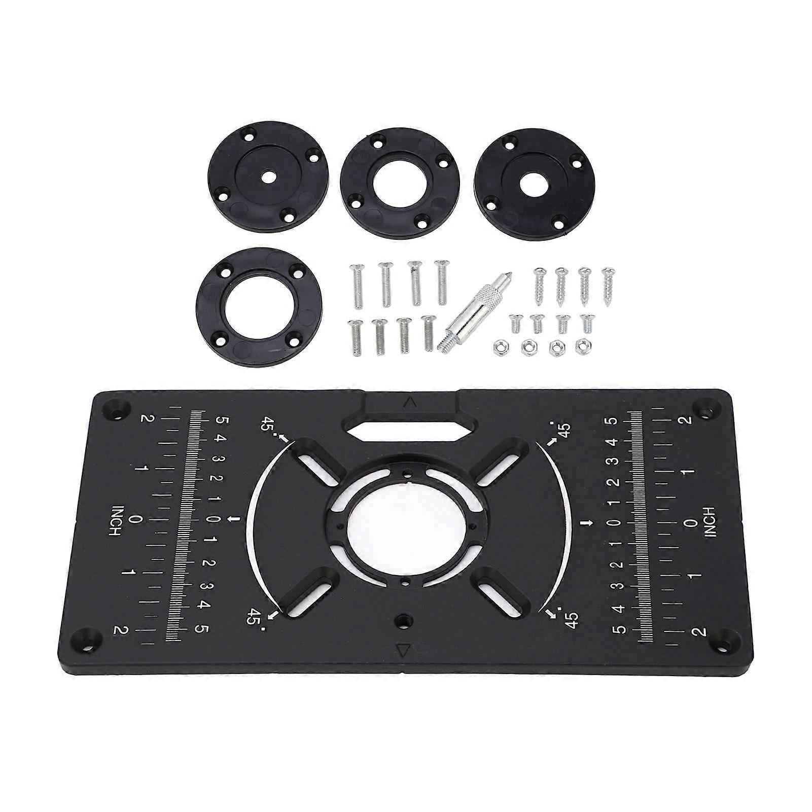 Router Plate Aluminum Alloy Router Table Insert Plate Trimming Machine Flip Board Black