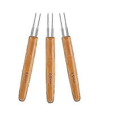 3pcs 0.5mm Dreadlock Crochet Needle Hook Bamboo Handle Hooks Tools Making 2025