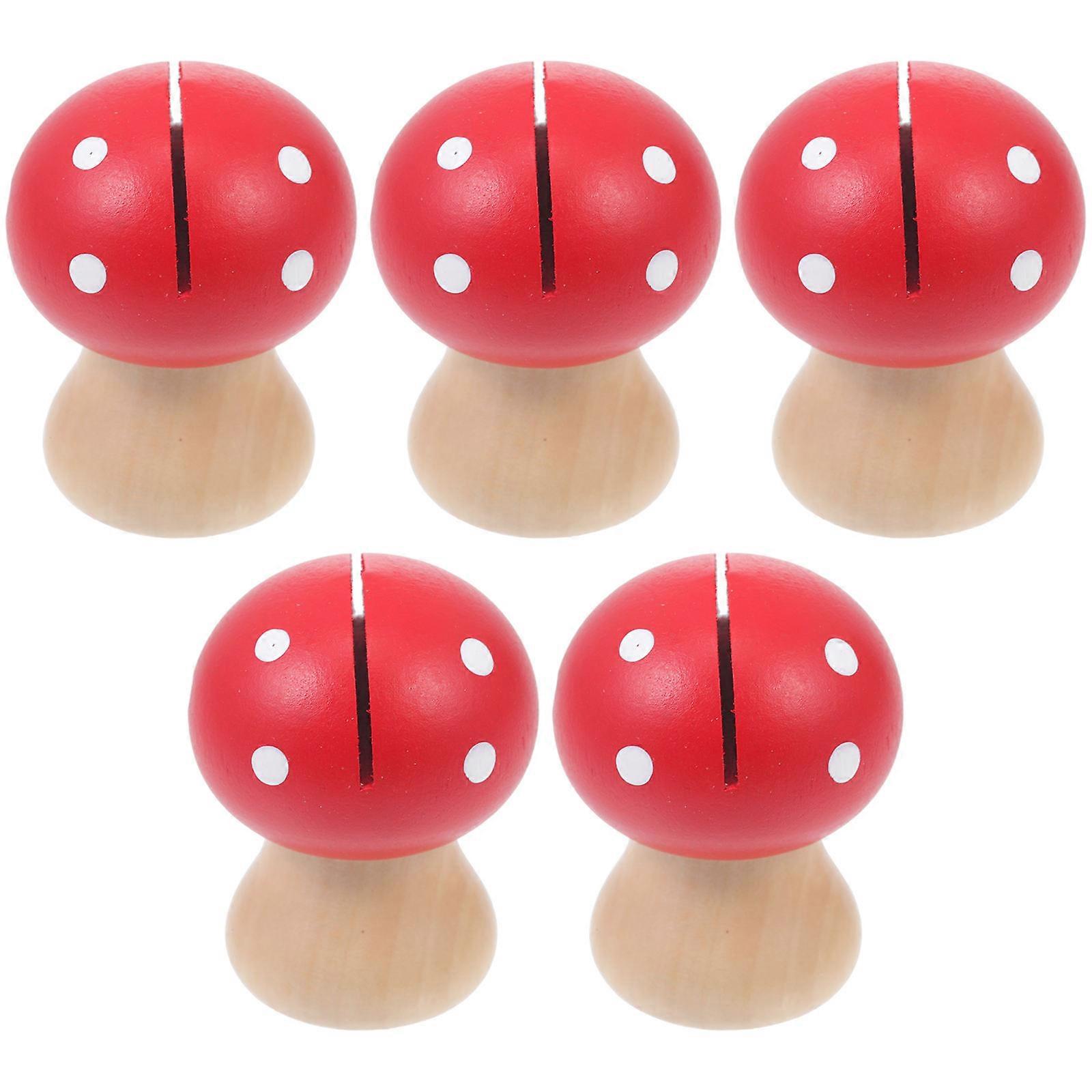 Memo Stand Mushroom Shaped Note Clamp for Decoration 10Pcs Red Wooden