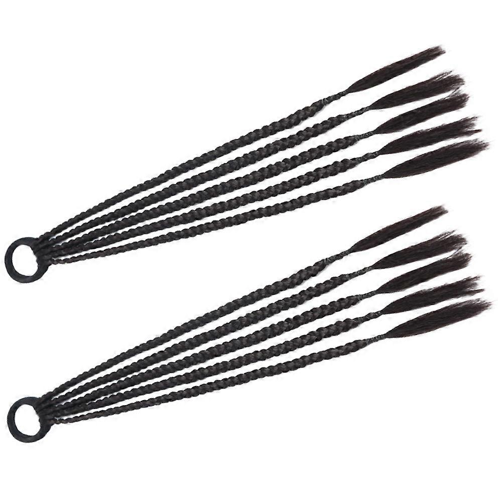Long Braided Ponytail Extension for Decoration 8Pcs Black Style