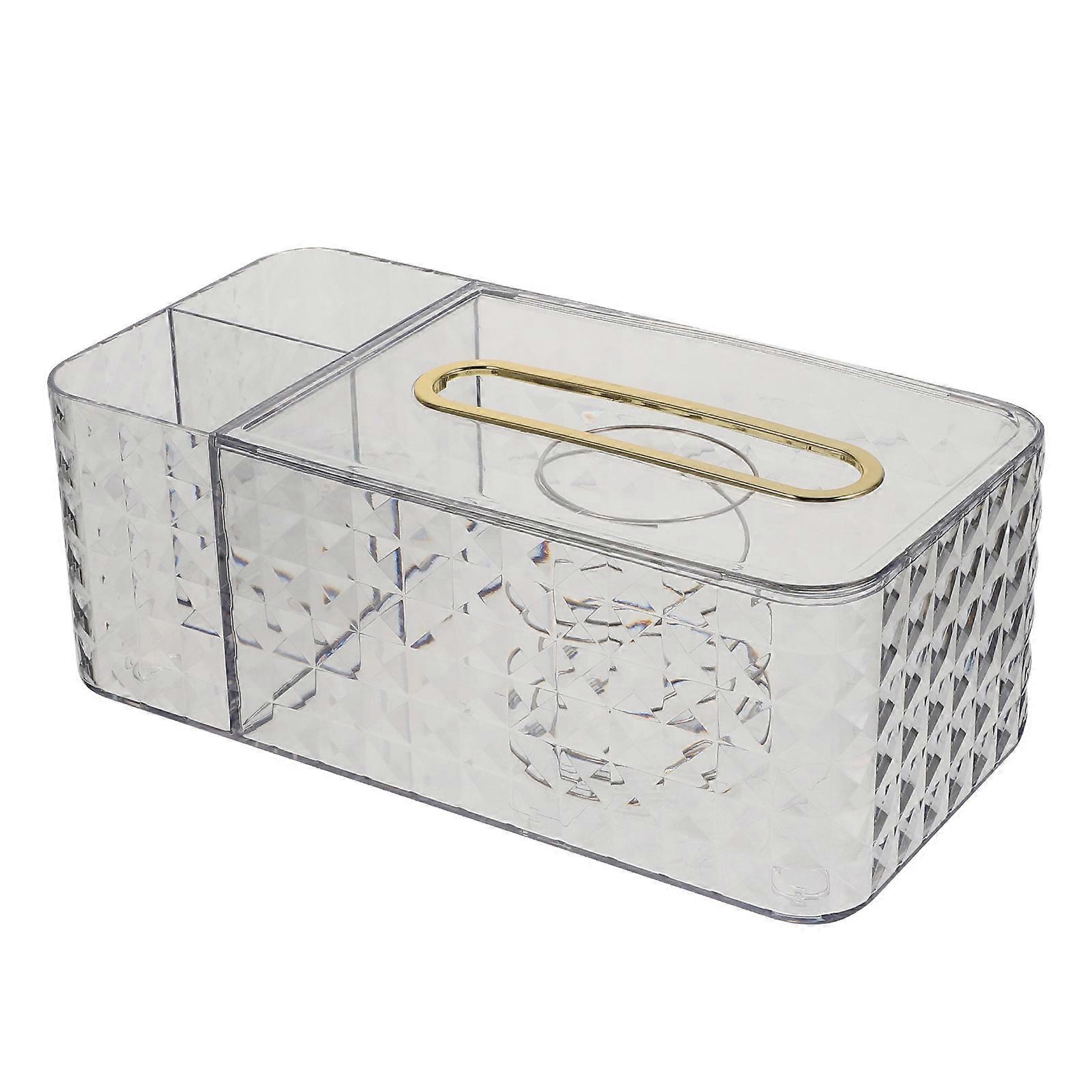 Multi-Functional Tissue Box Transparent Desktop Tissue Box Cover 2Pcs