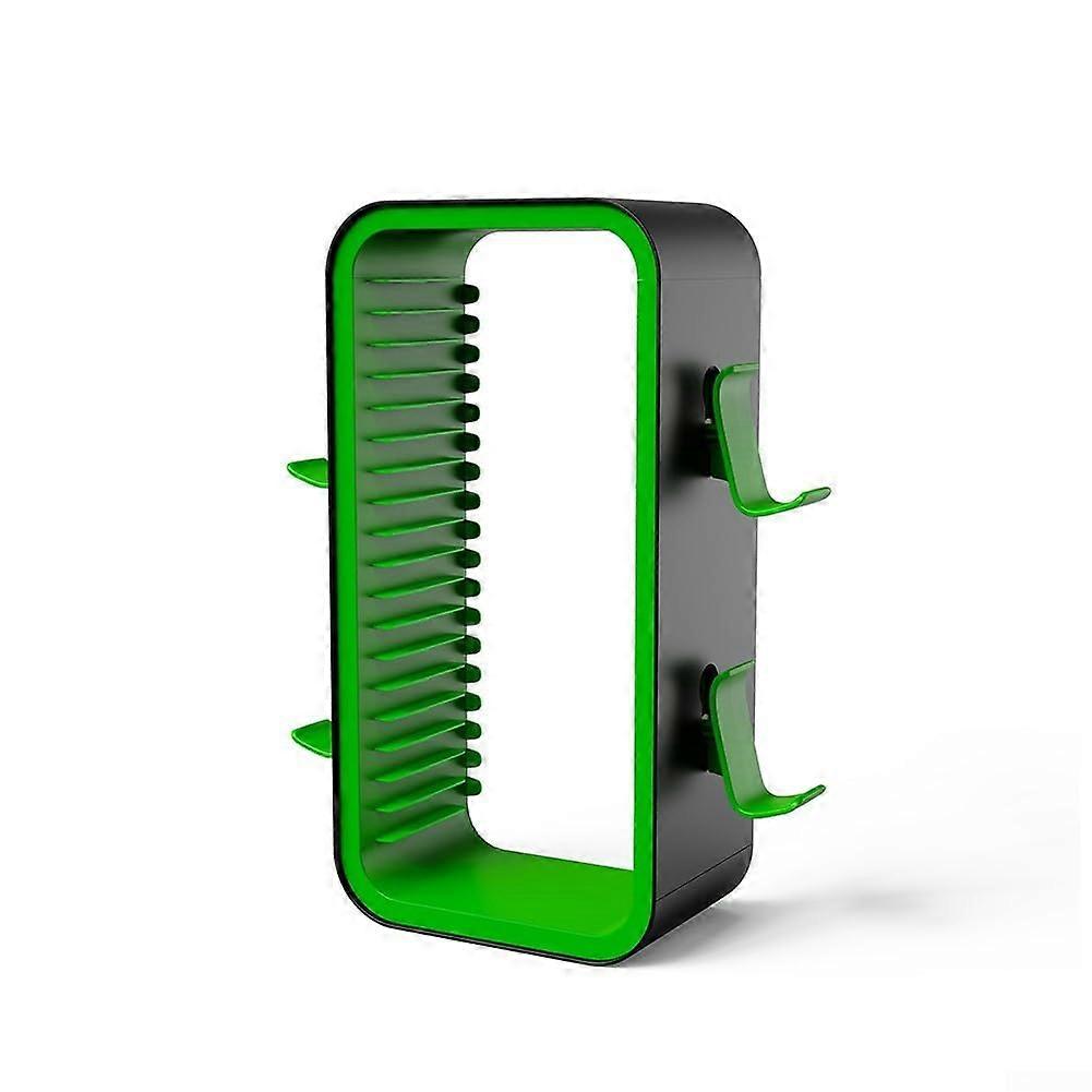 Space Saving Game Storage Tower for 18 Disks PS5 Xbox Switch Compatible Black and Green