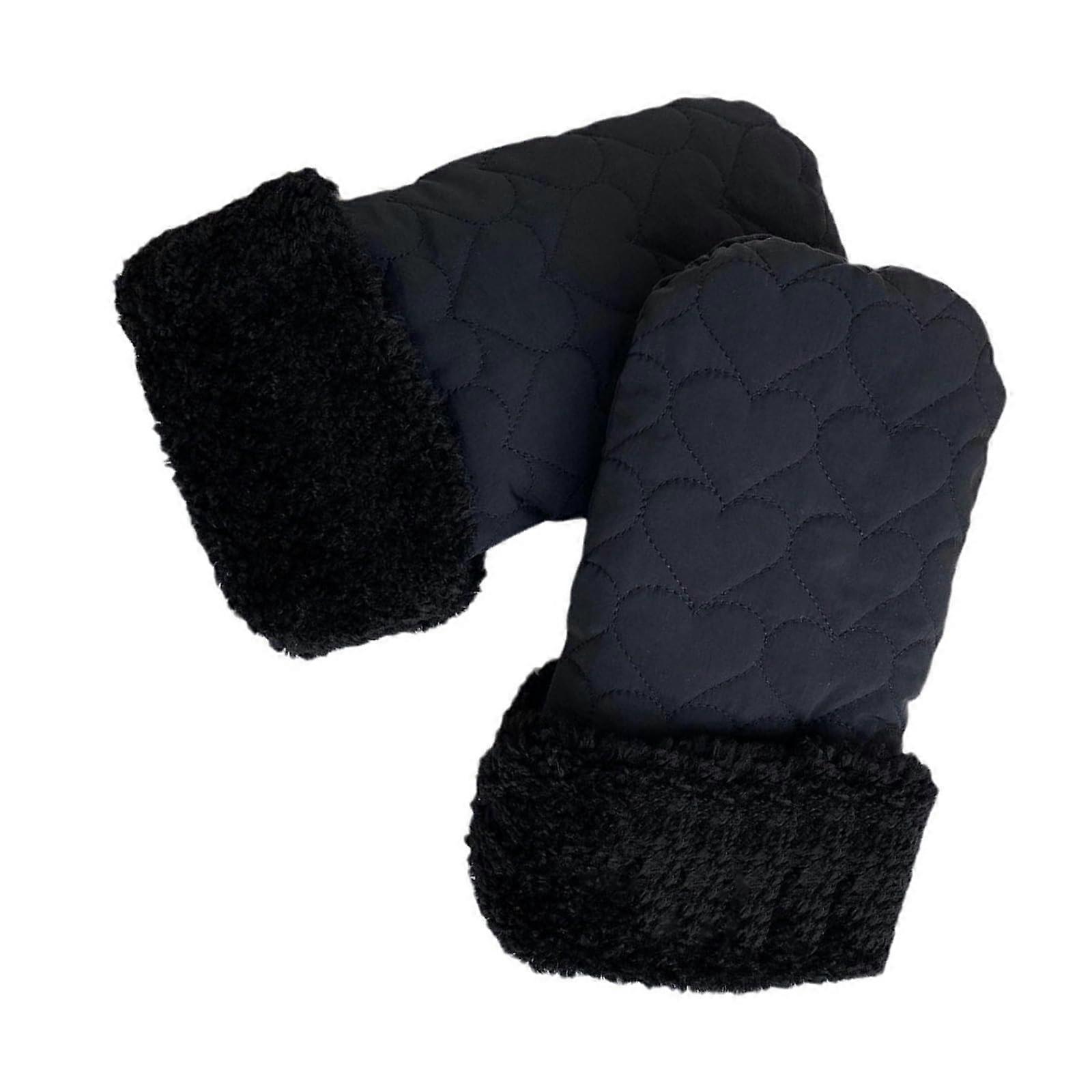 Plush Lined Strollers Mitts For Baby Carriages Prams Handmuffs Black Winter Weather Gear For Strollers
