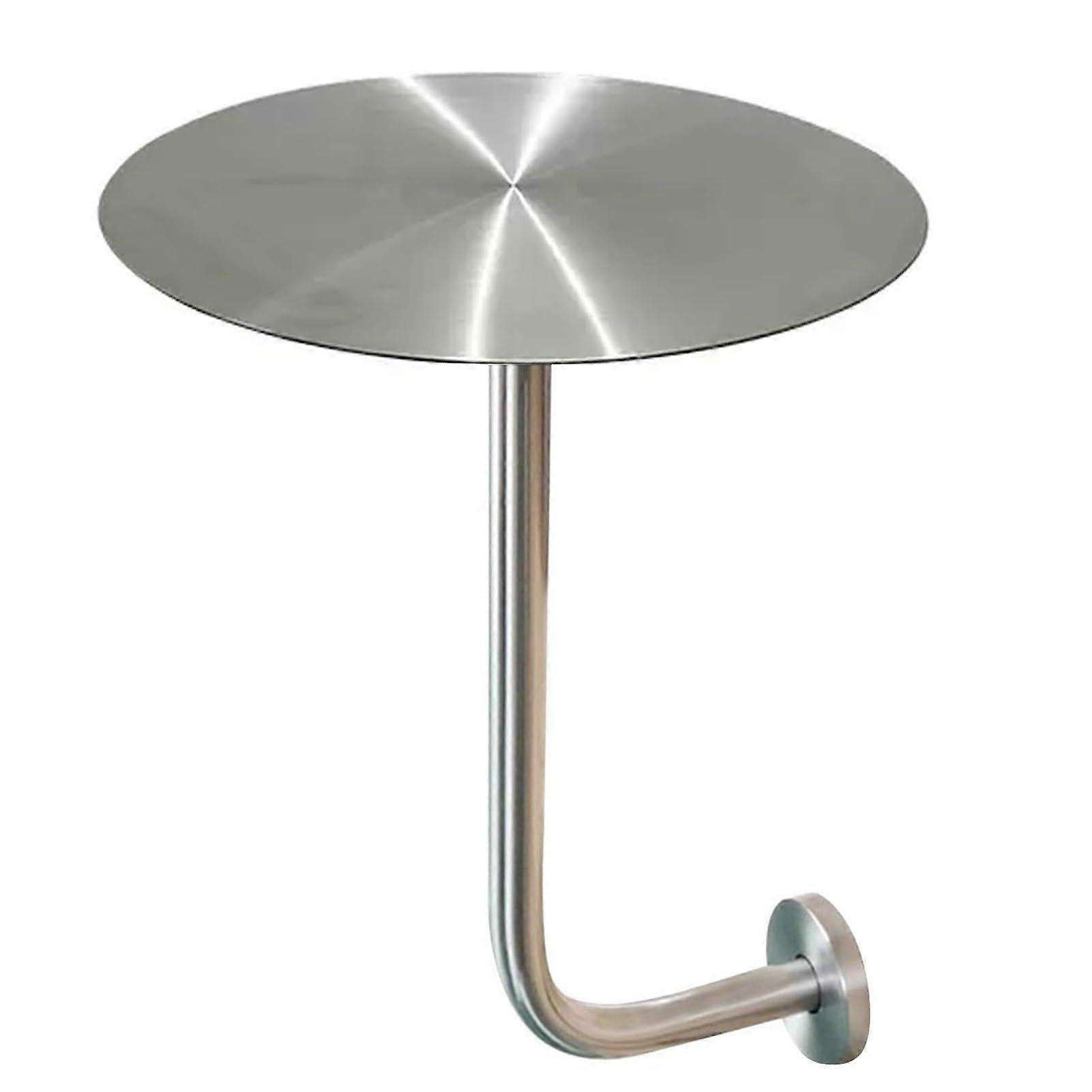 Stainless Steel Round Table Compact Cocktail Bar Table With LShape WallMounted Bracket Silver 50x50x45cm