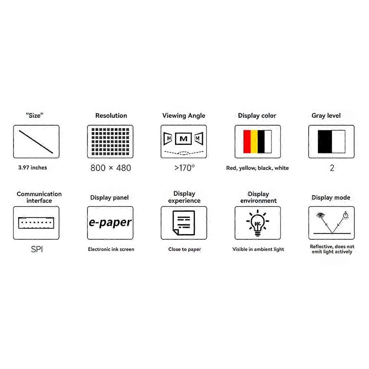 3.97 Inch E-Ink Display Module 800x480 Red Yellow Black White E-Paper Screen for STM32 ESP32