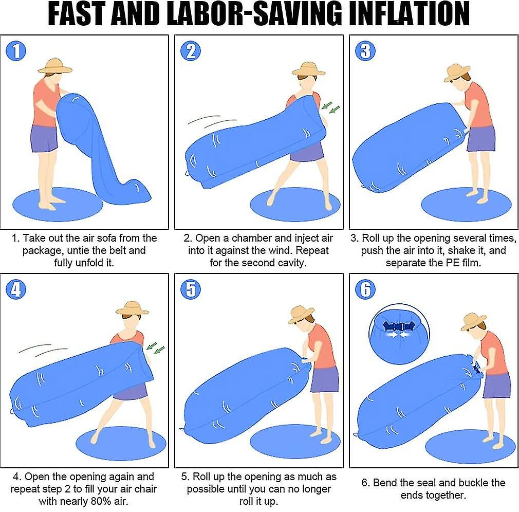 Automatische Opblaasbare Slaapbank, Draagbare Ligstoel Matras Ingebouwde Pomp, Ergonomisch Lounge Fauteuil Kussen Voor Kamperen Strand Wandelen Achtertuin,1 person