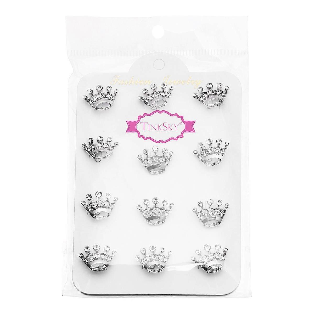 Tiara Brooch Silver for Clothes Decor 2Pcs Accessories