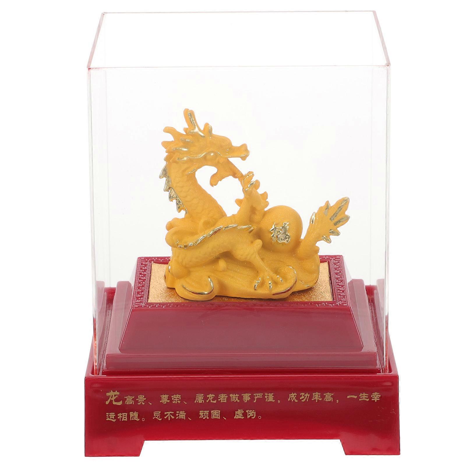 Dragon Ornament Resin Craft Decorative Figurine for 2Pcs Golden Set