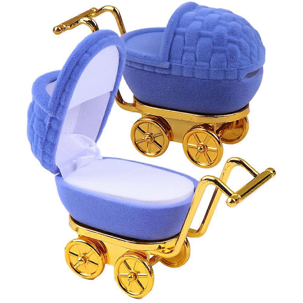 Blue Infant Stroller Shape Jewelry Storage Boxes for Storage Use 2Pcs Lightweight