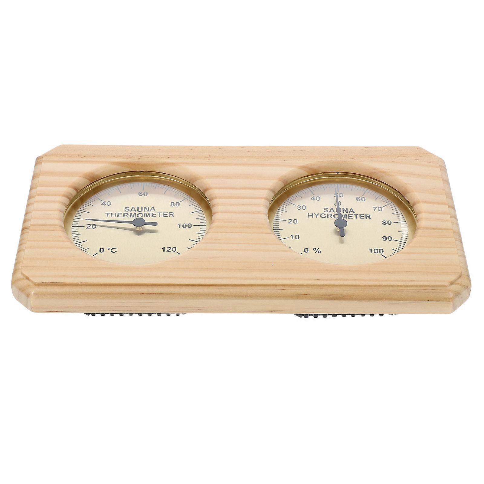 Sauna Temperature Gauge Hygrometer Wooden Sauna Thermometer Hygrometer With Elegant Design For Steam Room 1Set