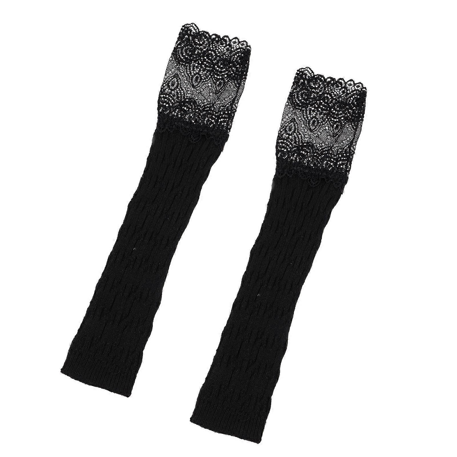 Windproof Gloves Black Knit Cold Resistant Gloves for Winter 1Pair