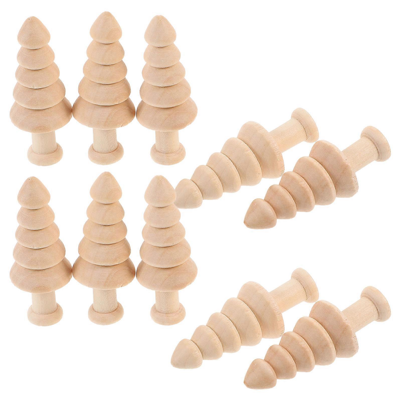 DIY Wood Xmas Tree Mini Wooden Christmas Tree for Craft 20Pcs Set