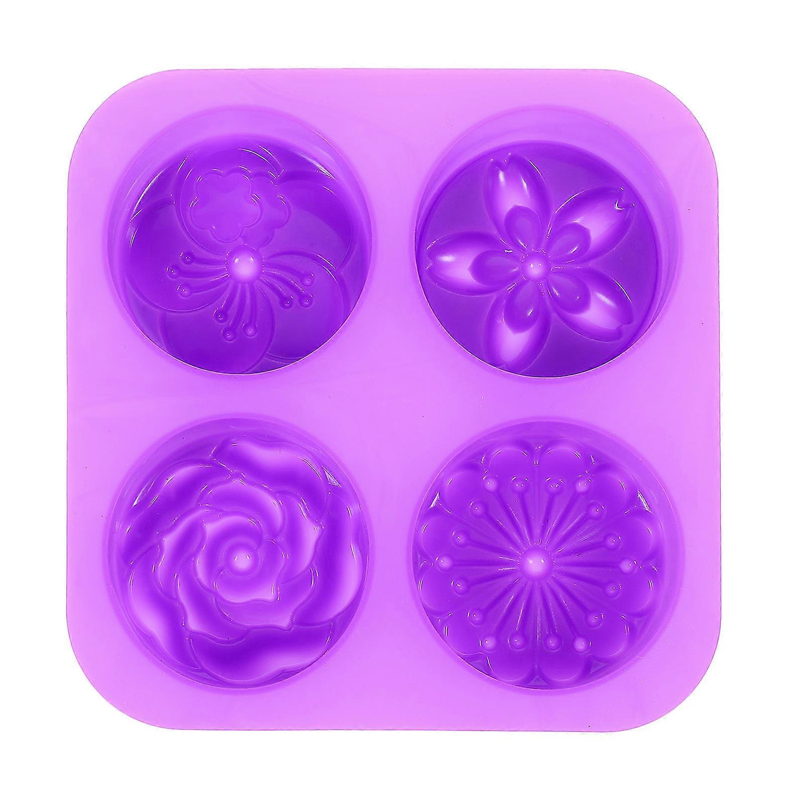Purple Silicone Muffin Mold for DIY Baking Flower Modeling 8Pcs Kit