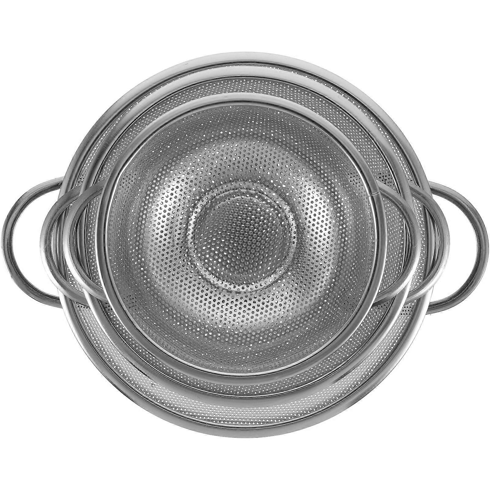 12 Pcs Stainless Steel Fruit Drain Baskets Double Handle Strainers Kitchen Use 16.5x6cm Practical Design