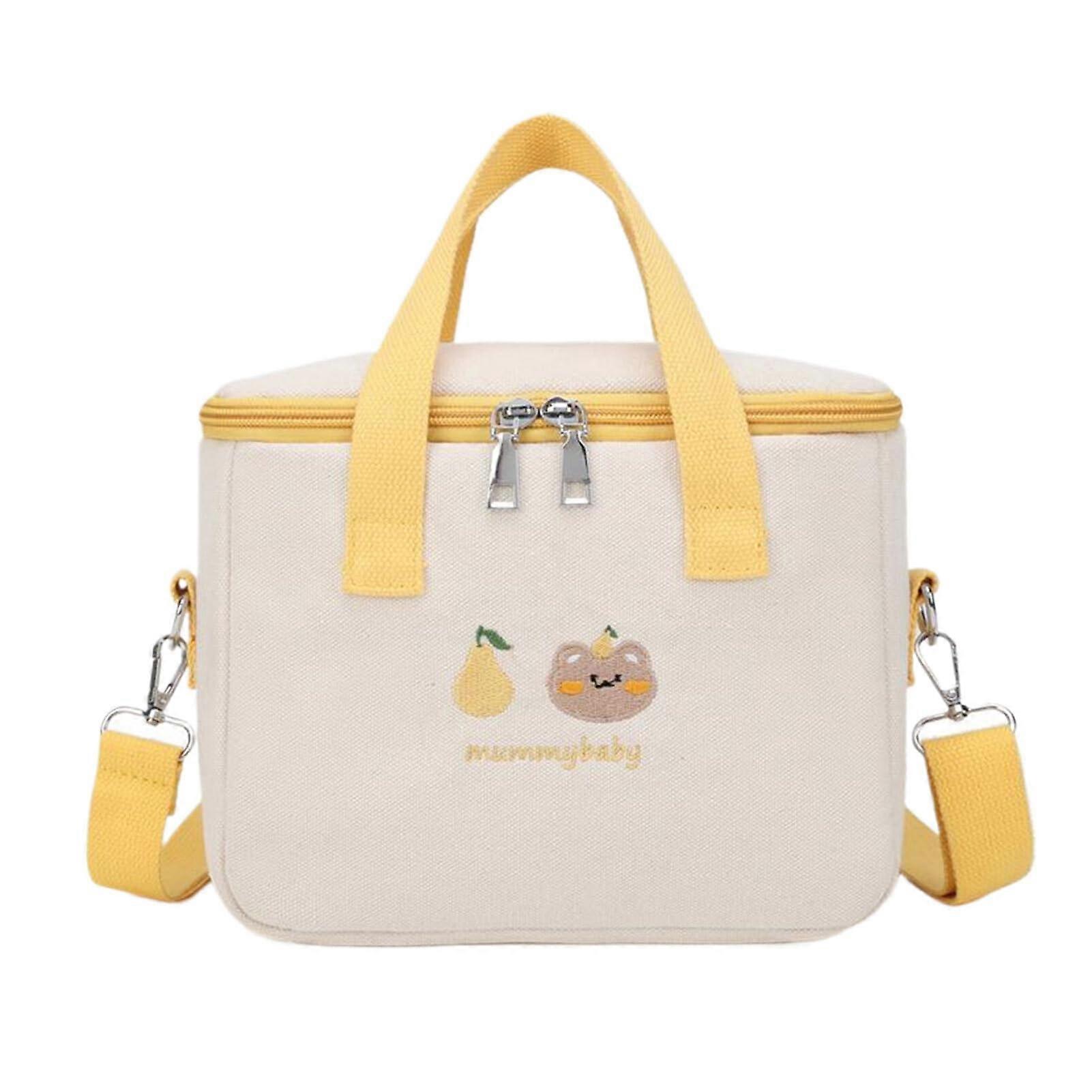 Diaper Bag Large Capacity Linen Material Lunch Bag Mother And Baby Bag Yellow