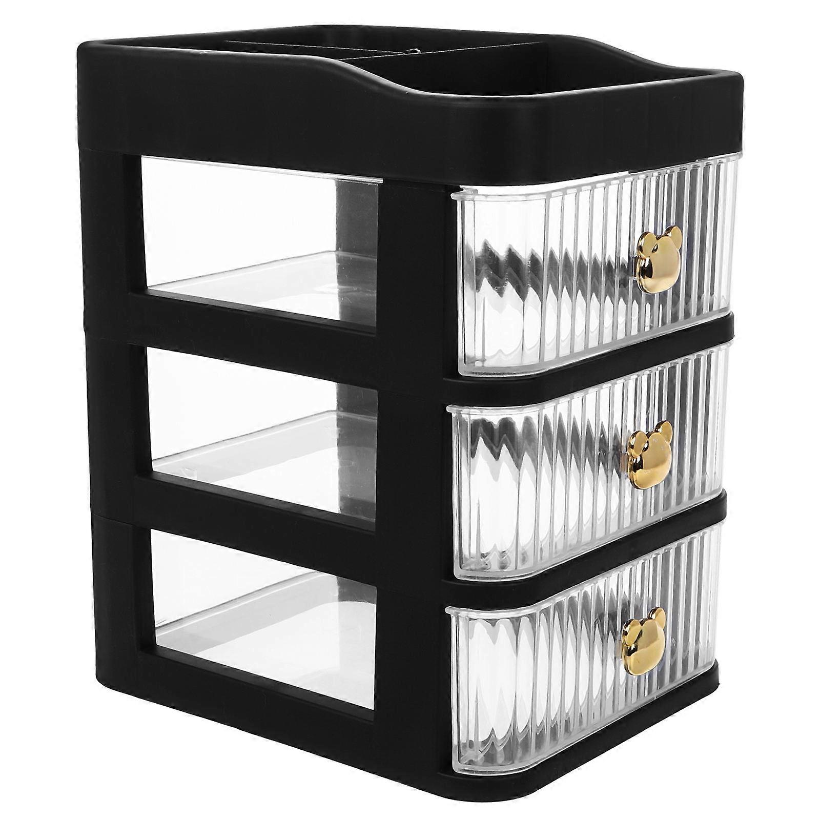 Sundries Storage Box Plastic Drawer Storage Organizer for 3Pcs Desktop